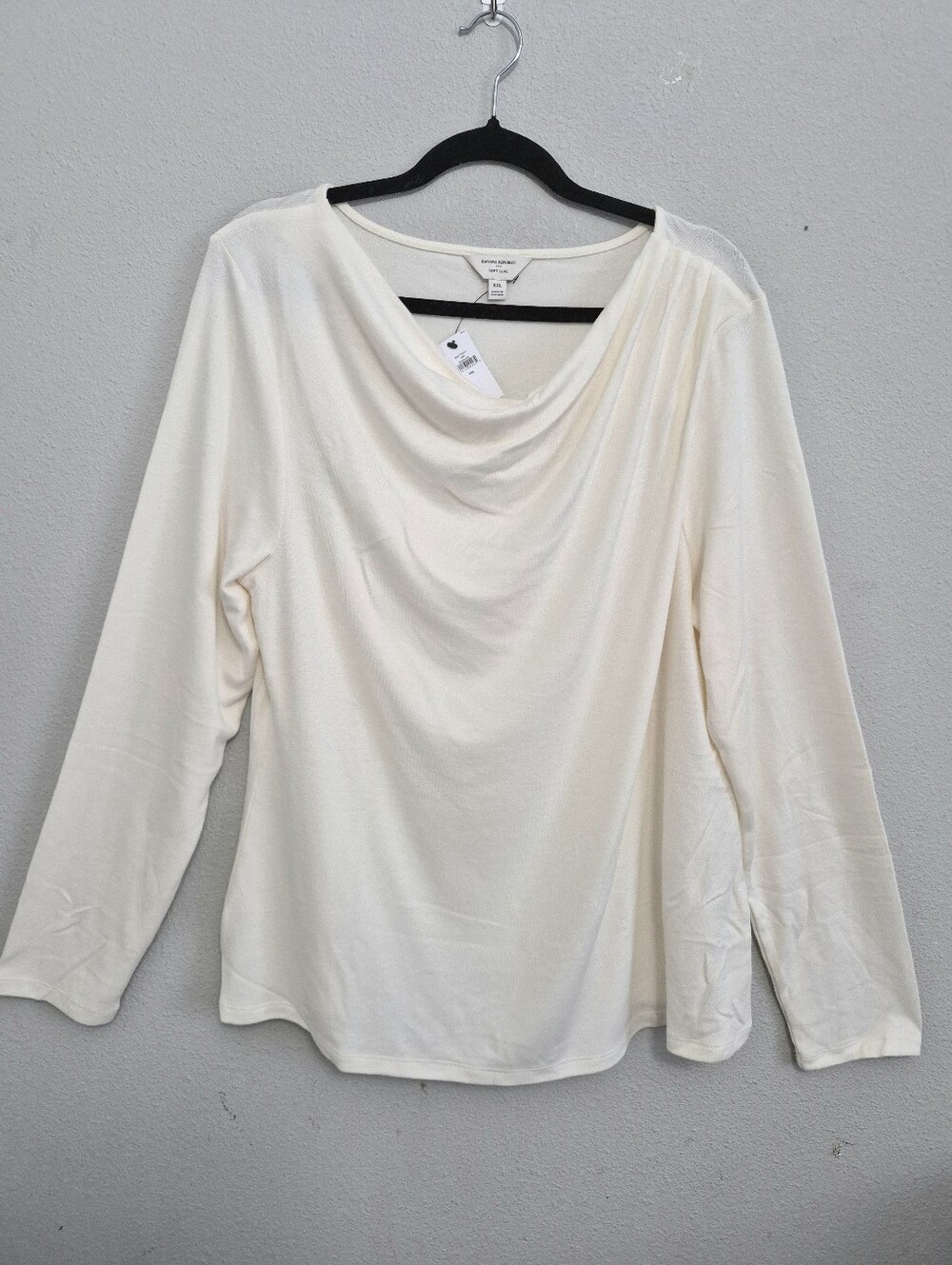 Banana Republic Soft Luxe Cowl Neck Long Sleeve Top Cream XXL